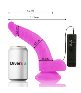 DIVERSIA DILDO REALISTICO FLEXIBLE CON VIBRACION LILA 215 CM O 45 CM