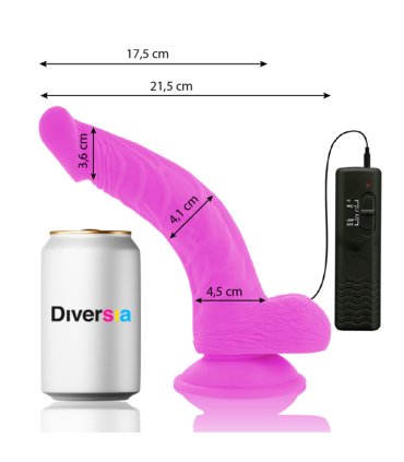 DIVERSIA DILDO REALISTICO FLEXIBLE CON VIBRACION LILA 215 CM O 45 CM