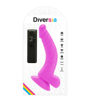 DIVERSIA DILDO REALISTICO FLEXIBLE CON VIBRACION LILA 215 CM O 45 CM