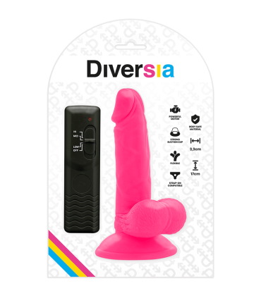 DIVERSIA DILDO REALISTICO FLEXIBLE CON VIBRACION ROSA 17 CM O 33 CM
