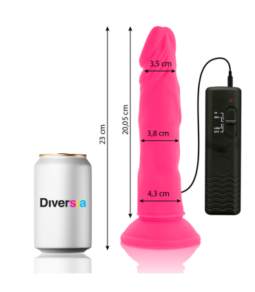 DIVERSIA DILDO REALISTICO FLEXIBLE CON VIBRACION ROSA 23 CM O 43 CM