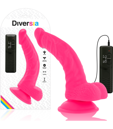 DIVERSIA DILDO REALISTICO FLEXIBLE CON VIBRACION ROSA 215 CM O 45 CM