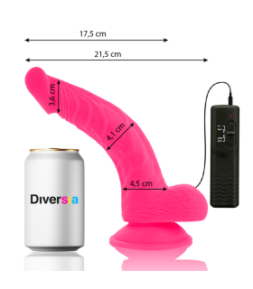 DIVERSIA DILDO REALISTICO FLEXIBLE CON VIBRACION ROSA 215 CM O 45 CM