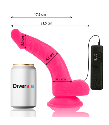 DIVERSIA DILDO REALISTICO FLEXIBLE CON VIBRACION ROSA 215 CM O 45 CM