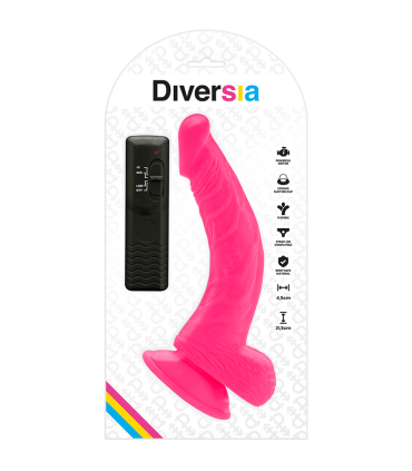 DIVERSIA DILDO REALISTICO FLEXIBLE CON VIBRACION ROSA 215 CM O 45 CM