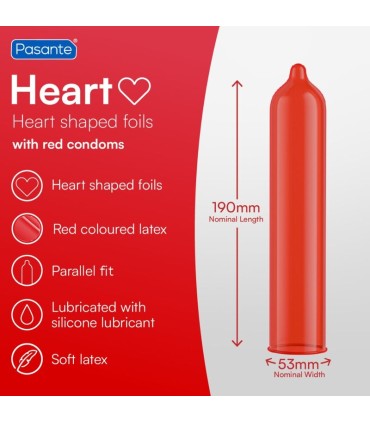PASANTE CONDOMS RED HEART SHAPE BAG 144 UNITS