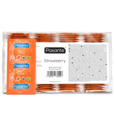 PASANTE CONDOMS FLAVOR STRAWBERRY BAG 144 UNITS