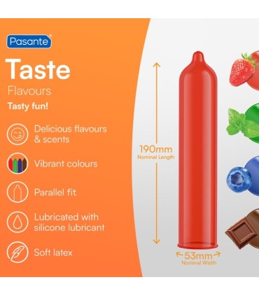 PASANTE CONDOMS FLAVOR CHOCOLATE TEMPTATION BAG 144 UNITS