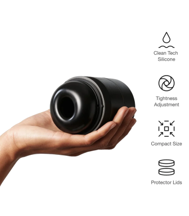 ARCWAVE VOY MALE STROKER WITH 8 PRESSURE SETTINGS BLACK 10 ML LUBRICANT INCLUDED