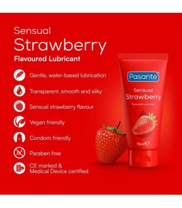 PASANTE SENSUAL STRAWBERRY WATER BASED STRAWBERRY FLAVOURED PERSONAL LUBRICANT 75 ML