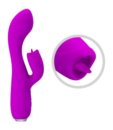PRETTY LOVE GLORIA VIBRADOR CONEJO RECARGABLE IMPERMEABLE MORADO