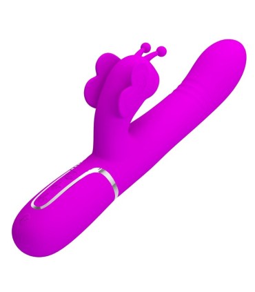 PRETTY LOVE VIBRADOR RABBIT MULTIFUNCION 4 EN 1 MARIPOSA FUCSIA