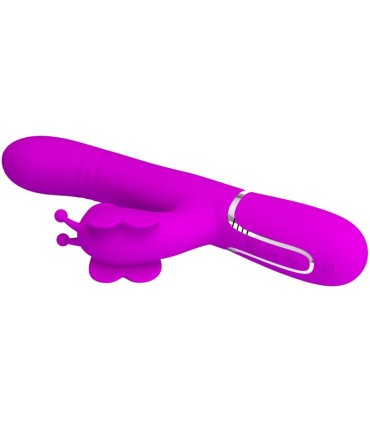 PRETTY LOVE VIBRADOR RABBIT MULTIFUNCION 4 EN 1 MARIPOSA FUCSIA
