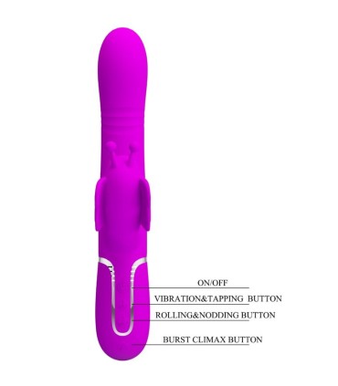 PRETTY LOVE VIBRADOR RABBIT MULTIFUNCION 4 EN 1 MARIPOSA FUCSIA