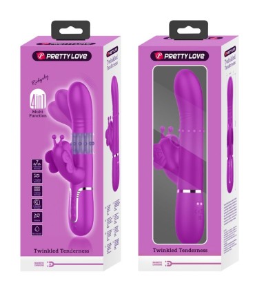 PRETTY LOVE VIBRADOR RABBIT MULTIFUNCION 4 EN 1 MARIPOSA FUCSIA