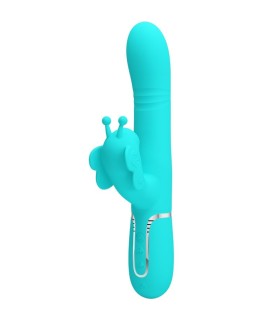 PRETTY LOVE VIBRADOR RABBIT MULTIFUNCION 4 EN 1 MARIPOSA VERDE AGUA