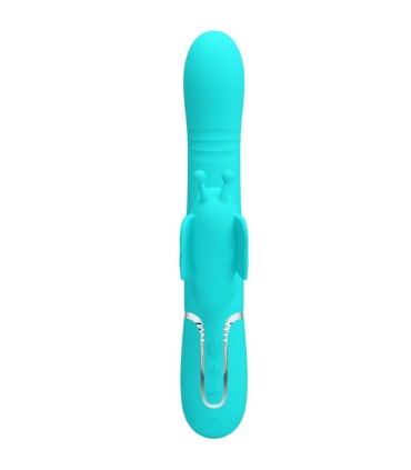 PRETTY LOVE VIBRADOR RABBIT MULTIFUNCION 4 EN 1 MARIPOSA VERDE AGUA