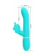 PRETTY LOVE VIBRADOR RABBIT MULTIFUNCION 4 EN 1 MARIPOSA VERDE AGUA