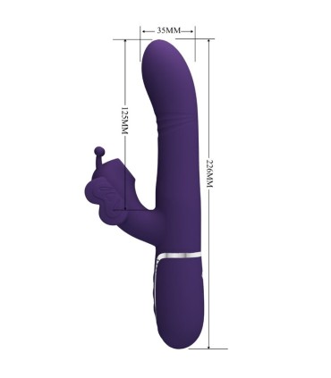 PRETTY LOVE VIBRADOR RABBIT MULTIFUNCION 4 EN 1 MARIPOSA MORADO