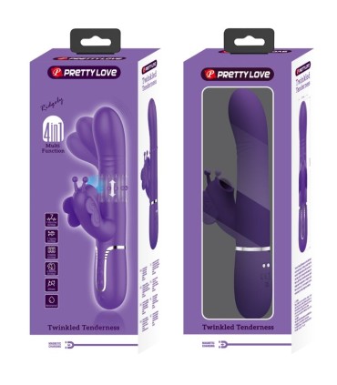PRETTY LOVE VIBRADOR RABBIT MULTIFUNCION 4 EN 1 MARIPOSA MORADO