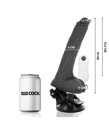 BASECOCK VIBRADOR REALISTICO CONTROL REMOTO NEGRO 19 CM O 4 CM