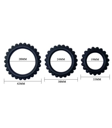 BAILE TITAN SET 3 PCS COCK RING BLACK 28 24 19 CM