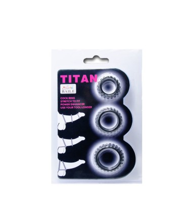 BAILE TITAN SET 3 PCS COCK RING BLACK 28 24 19 CM