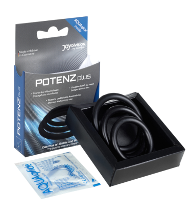 JOYDIVISION POTENZDUO PLUS PACK 3 ANILLOS PARA PENE NEGRO S M L
