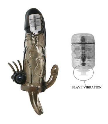 BAILE BRAVE MAN FUNDA PENE ANAL Y CLITORIS VIBRADOR 165 CM NEGRO