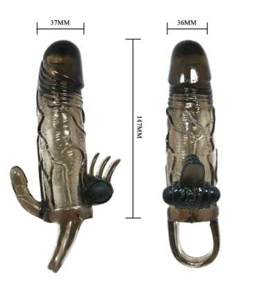 BAILE BRAVE MAN FUNDA PENE ANAL Y CLITORIS VIBRADOR 165 CM NEGRO