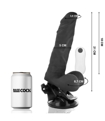 BASECOCK VIBRADOR REALISTICO ARTICULABLE CONTROL REMOTO NEGRO 21 CM O 5 CM