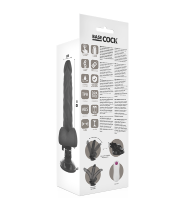 BASECOCK VIBRADOR REALISTICO ARTICULABLE CONTROL REMOTO NEGRO 21 CM O 5 CM
