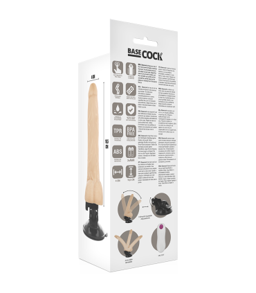 BASECOCK VIBRADOR REALISTICO ARTICULABLE CONTROL REMOTO NATURAL 185 CM O 4 CM