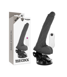 BASECOCK VIBRADOR REALISTICO ARTICULABLE CONTROL REMOTO NEGRO 185 CM O 4 CM