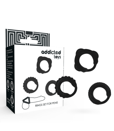 ADDICTED TOYS SET 3 ANILLOS PENE NEGRO