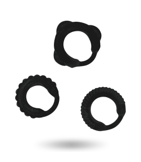 ADDICTED TOYS SET 3 ANILLOS PENE NEGRO