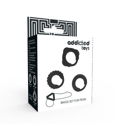 ADDICTED TOYS SET 3 ANILLOS PENE NEGRO