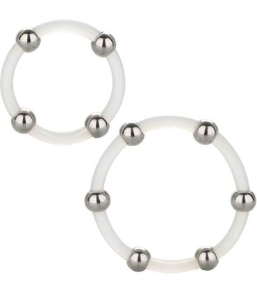 CALEXOTICS KIT DE 2 UDS ANILLO DE SILICONA CON CUENTAS DE ACERO
