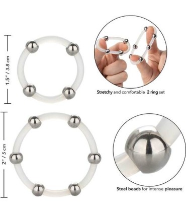 CALEXOTICS KIT DE 2 UDS ANILLO DE SILICONA CON CUENTAS DE ACERO