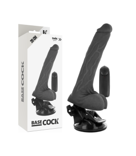 BASECOCK VIBRADOR REALISTICO CONTROL REMOTO NEGRO CON TESTICULOS 20 CM O 4 CM