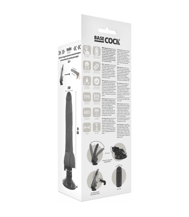 BASECOCK VIBRADOR REALISTICO CONTROL REMOTO NEGRO CON TESTICULOS 20 CM O 4 CM