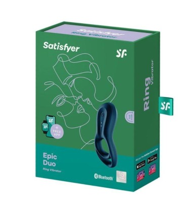 SATISFYER EPIC DUO ANILLO VIBRADOR APP AZUL