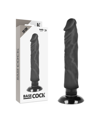 BASECOCK VIBRADOR REALISTICO 2 1 NATURAL NEGRO 20 CM O 4 CM