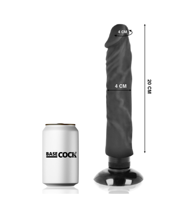 BASECOCK VIBRADOR REALISTICO 2 1 NATURAL NEGRO 20 CM O 4 CM