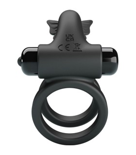 PRETTY LOVE DOBLE ANILLO VIBRADOR CON ESTIMULADOR NEGRO