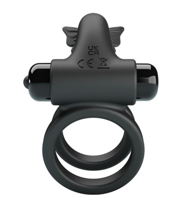 PRETTY LOVE DOBLE ANILLO VIBRADOR CON ESTIMULADOR NEGRO