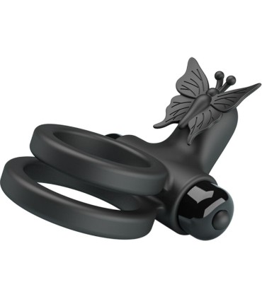PRETTY LOVE DOBLE ANILLO VIBRADOR CON ESTIMULADOR NEGRO