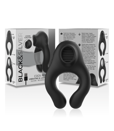 BLACKSILVER ANILLO VIBRADOR SILICONA 3 MOTORES RECARGABLE NEGRO