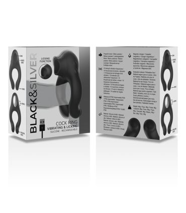 BLACKSILVER ANILLO VIBRADOR SILICONA 3 MOTORES RECARGABLE NEGRO