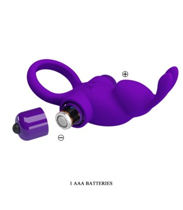 PRETTY LOVE ANILLO VIBRADOR I CONEJO PARA PENE MORADO